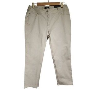 NWT $58 Rafaella Womens Cotton-Blend Curvy Pants Khaki Beige Stretch Size 6P